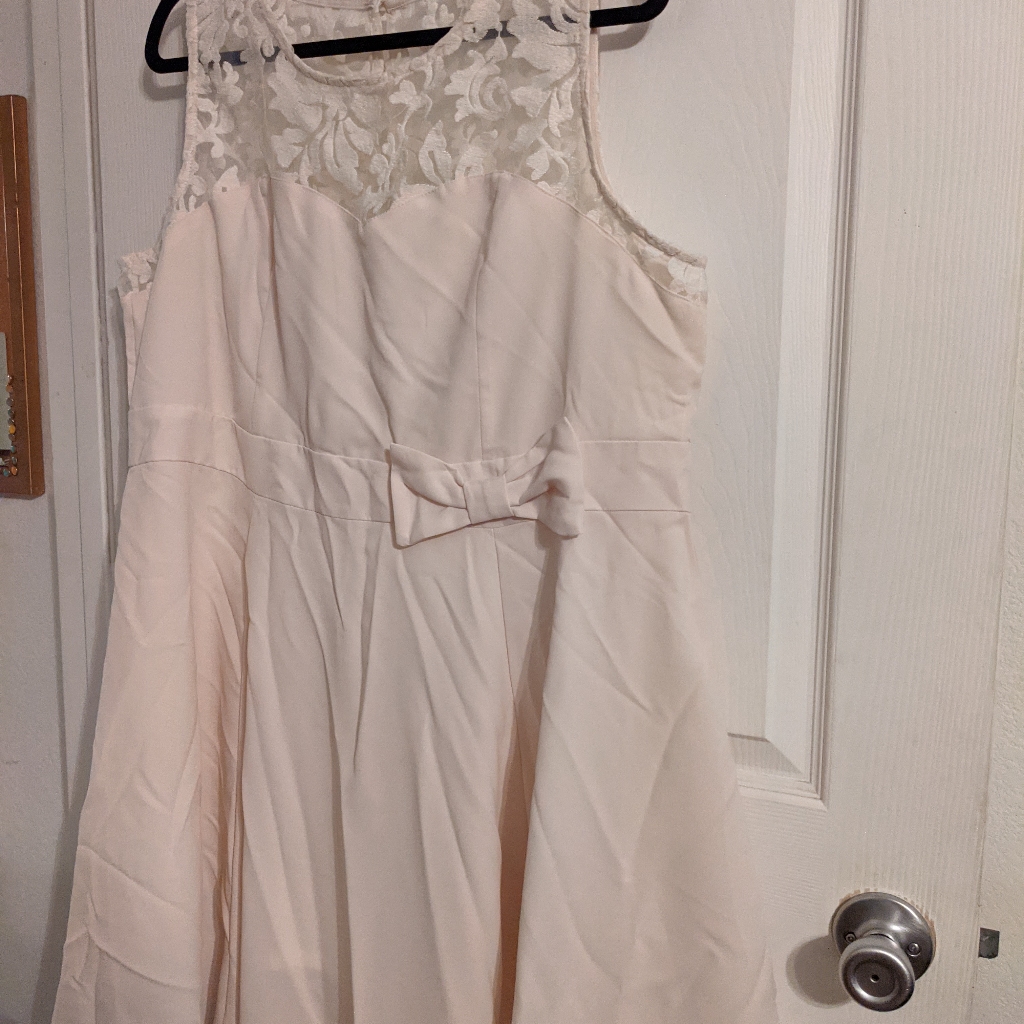 White Mini Dress Lace Illusion And Bow